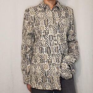 Appleseed’s Plus Women’s Bohemian Print Button Down Shirt